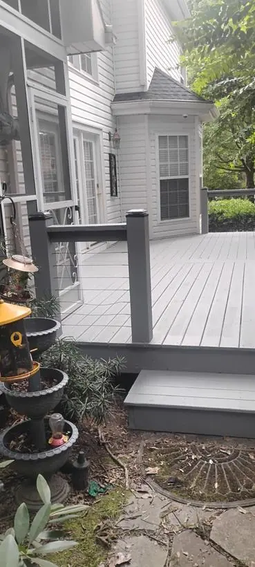 Deck, second angle — full deck and step — exterior painting by Vibrant Painting, Greenville SC