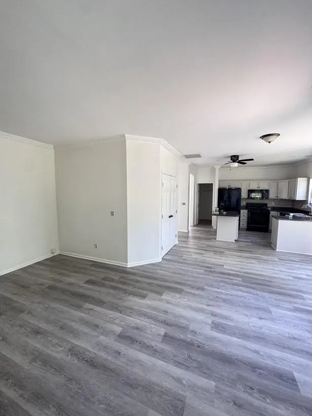 Living room, wide — continuous finish through the main floor — whole-home repaint by Vibrant Painting, Greenville SC